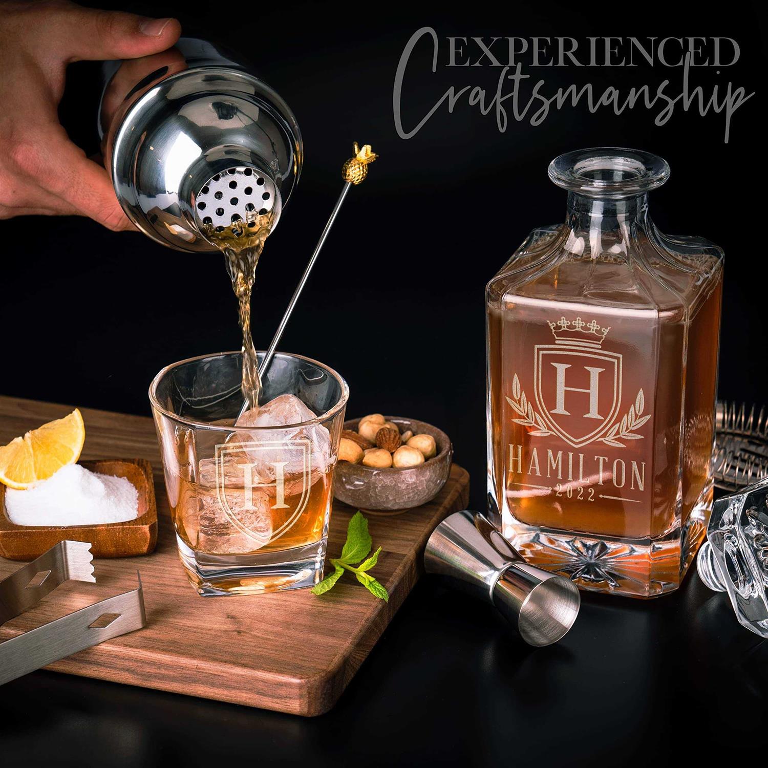 Personalized Whiskey Decanter Set 5 Design Options Custom Liquor 25 oz - Image 5