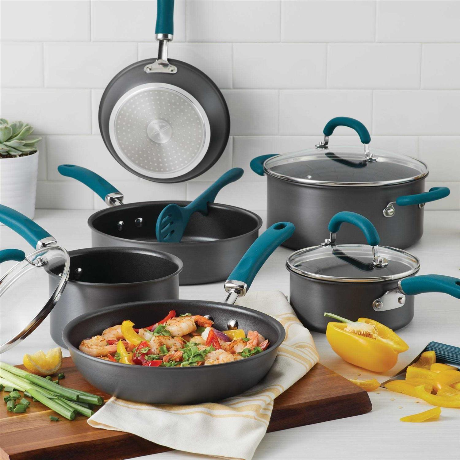Rachael Ray 11 Piece Create Delicious Hard-Anodized Aluminum Nonstick Cookware Set - Image 2