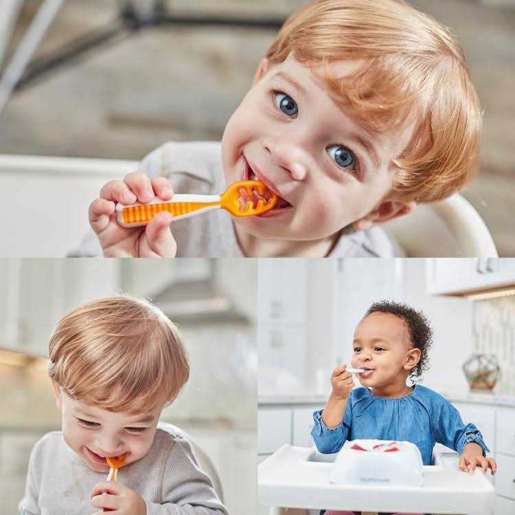 Numnum Pre-Spoon GOOtensils Baby Spoon Set BPA Free Silicone Self Feeding - Image 4