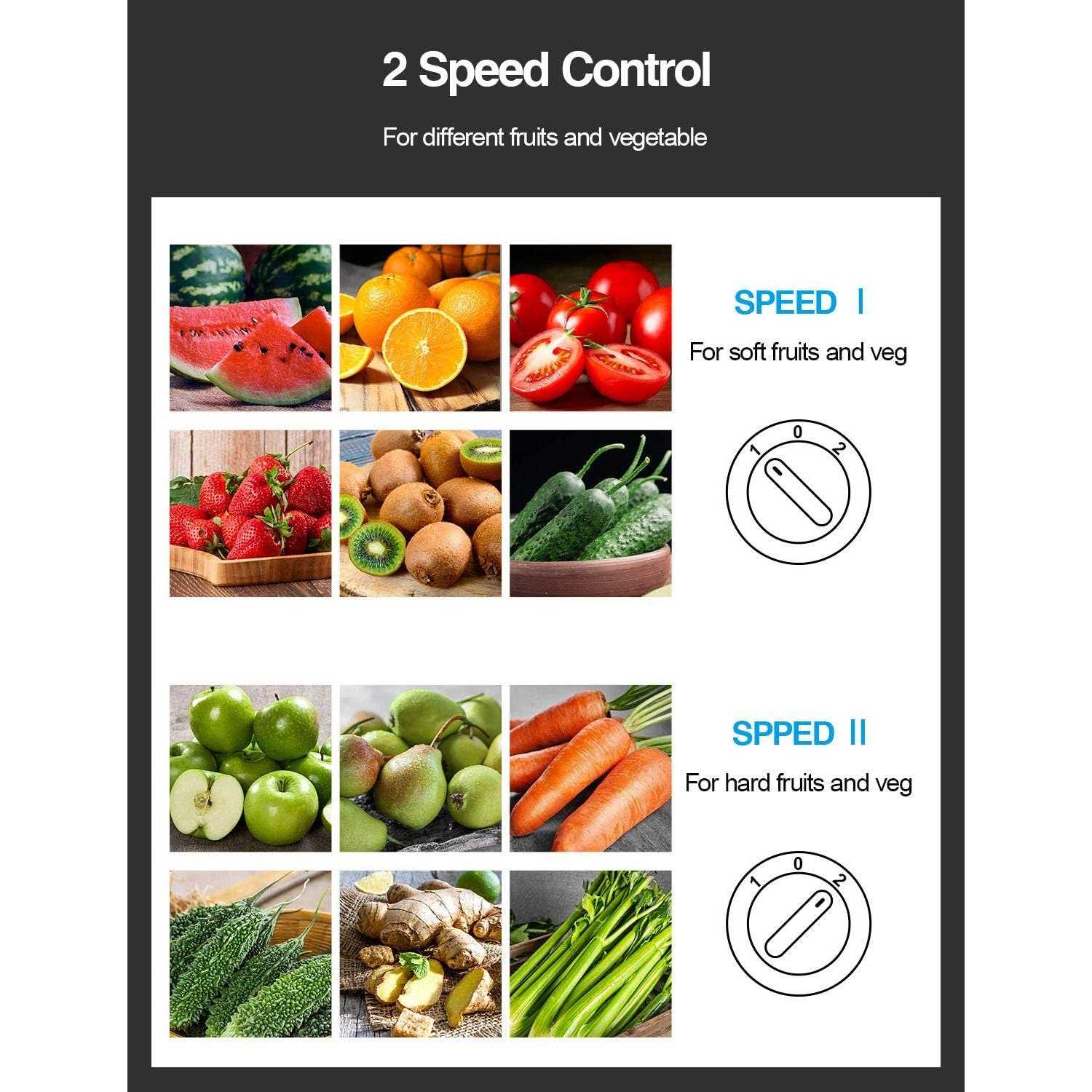 Qcen Juicer Machine 500W Centrifugal Juicer Extractor with Wide Mouth 3” Feed Chute for Fruit Vegetable - Image 2