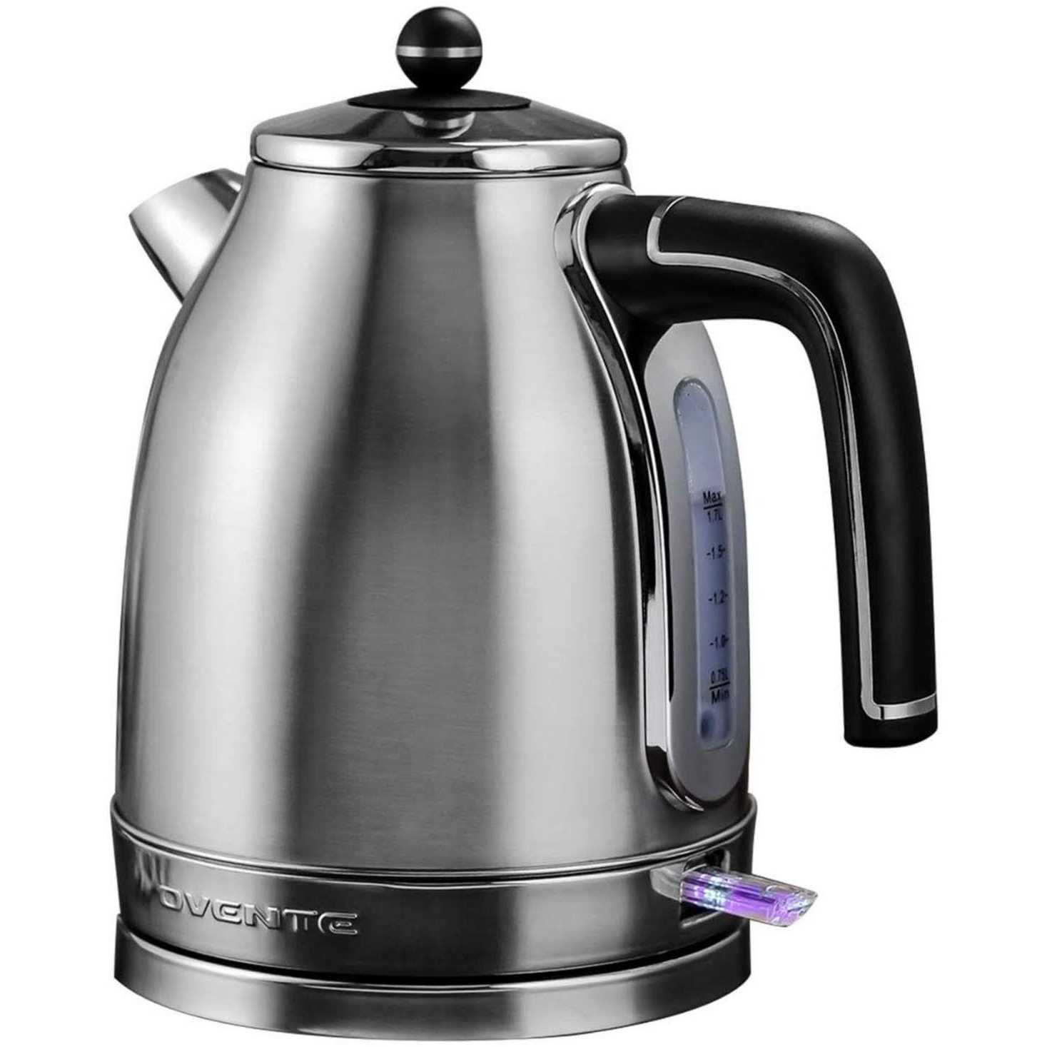 Ovente Electric Stainless Steel Hot Water Kettle 1.7 Liter Victoria Collection
