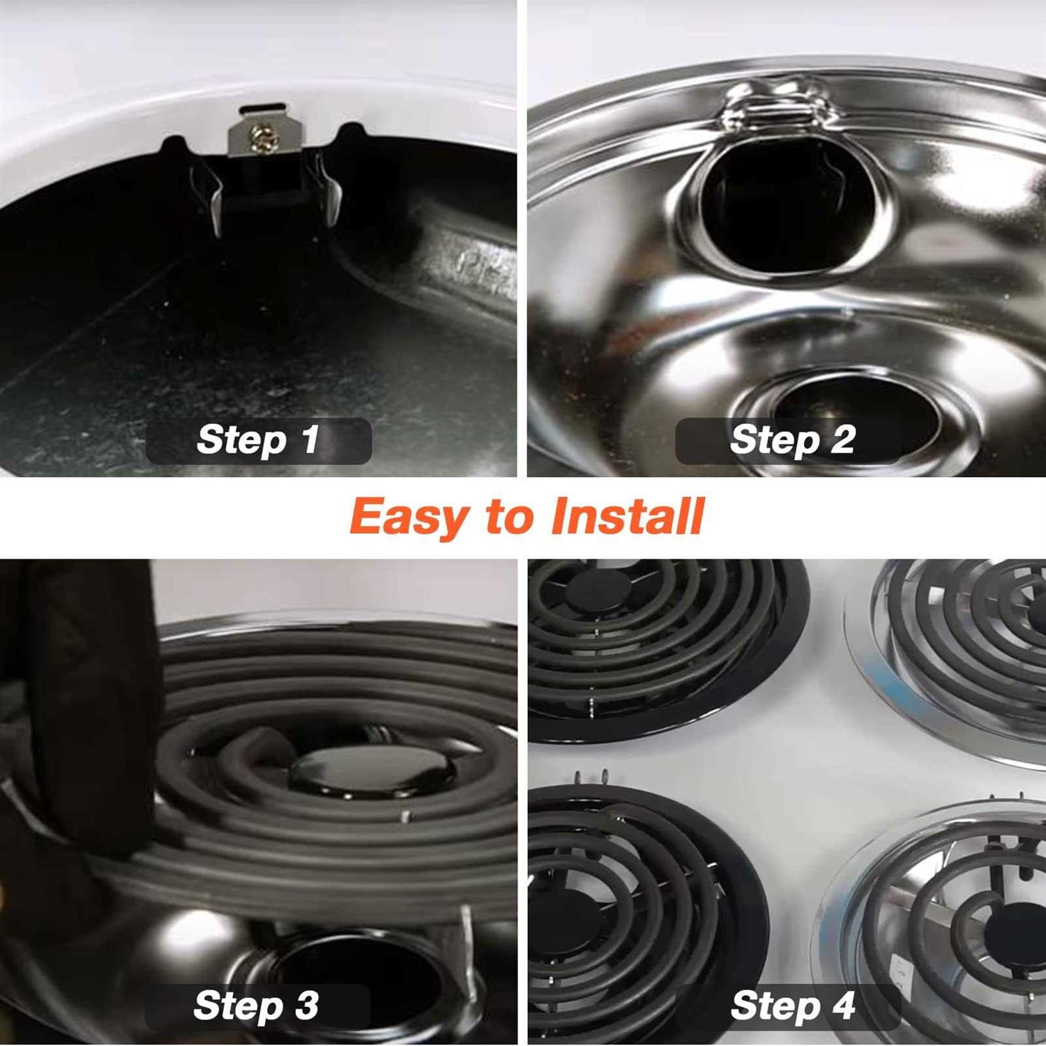 316048413 316048414 Electric Stove Burner Drip Pans by Blutoget Fit for Frigidaire Ken-more Electric Range Top with Locking Slots - Image 2