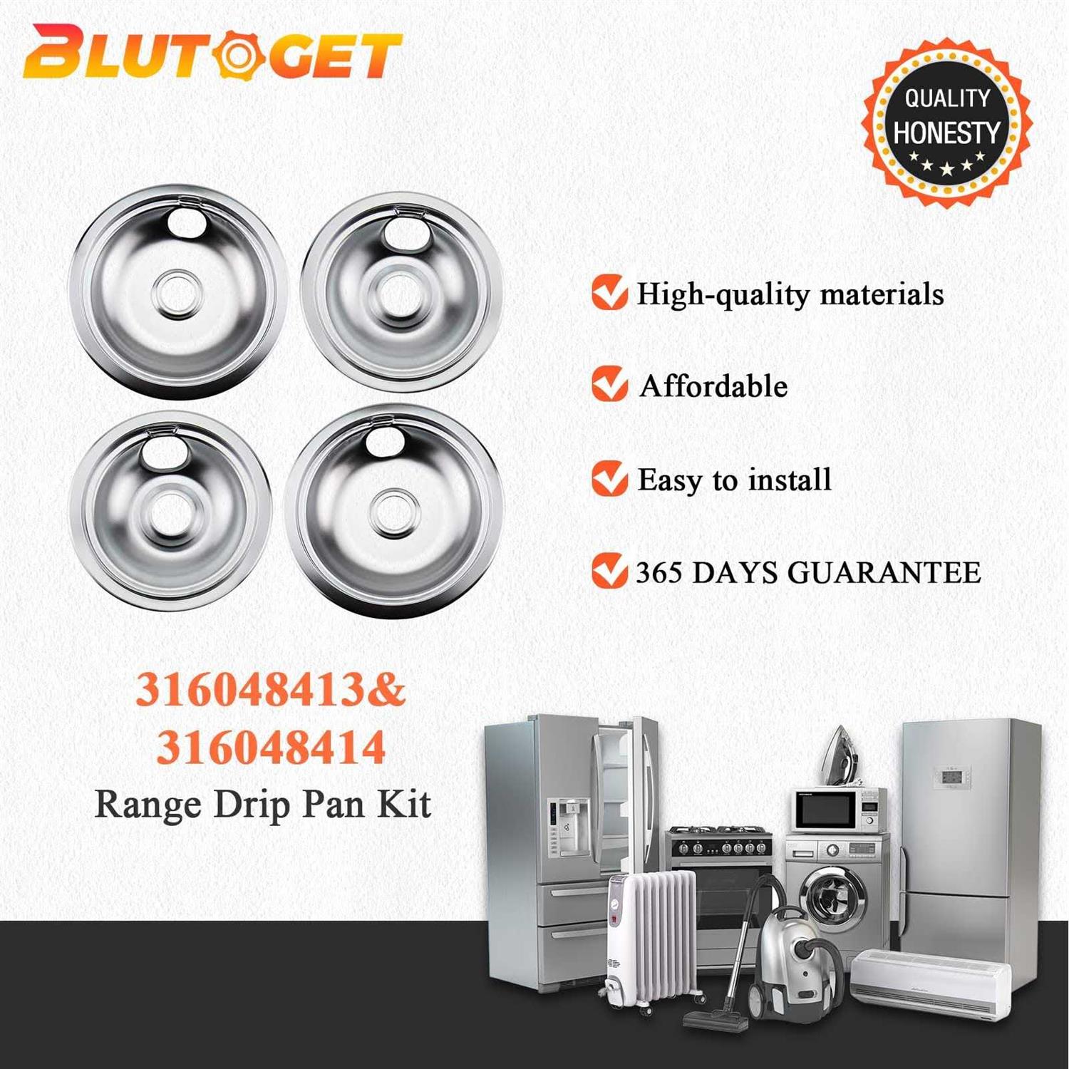 316048413 316048414 Electric Stove Burner Drip Pans by Blutoget Fit for Frigidaire Ken-more Electric Range Top with Locking Slots - Image 4