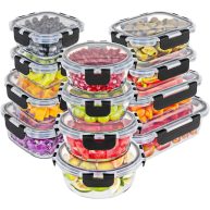 Magic Mill Glass Storage Containers with Lids Set Ultimate 24pc Set with BPA-Free Airtight Locking Lids for Lunch