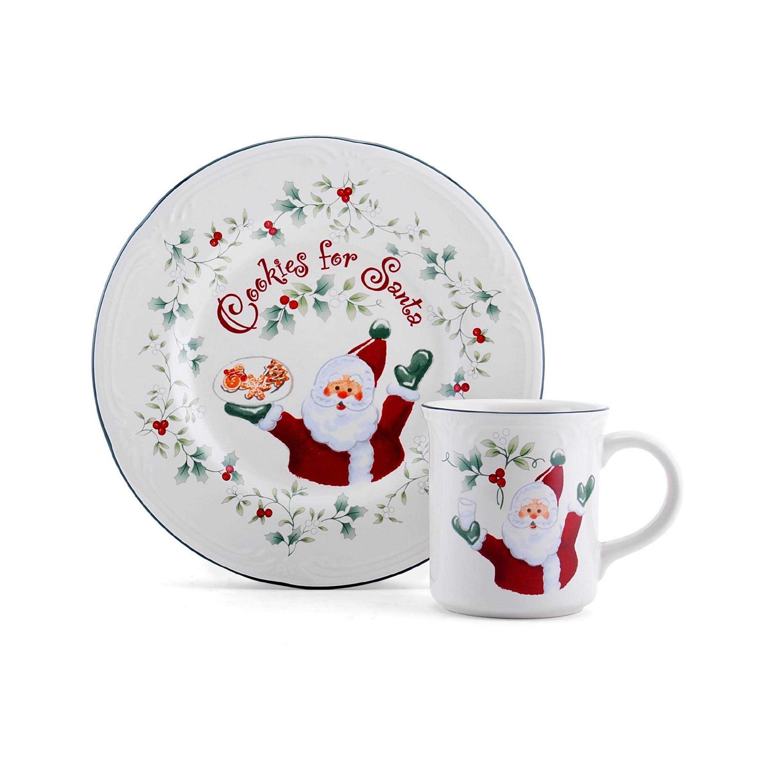 Pfaltzgraff Winterberry Cookies and Milk for Santa Set