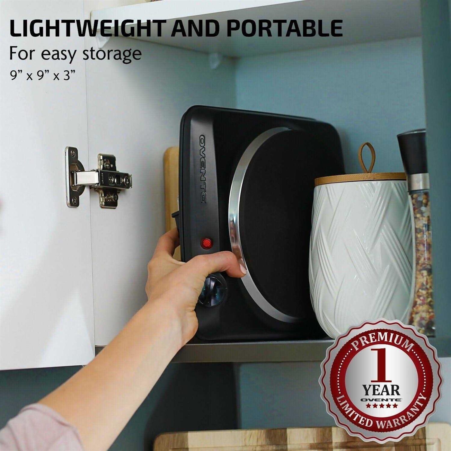 Ovente Electric Countertop Single Burner 1000W Cooktop with 7.25 Inch Cast Iron Hot Plate - Image 4