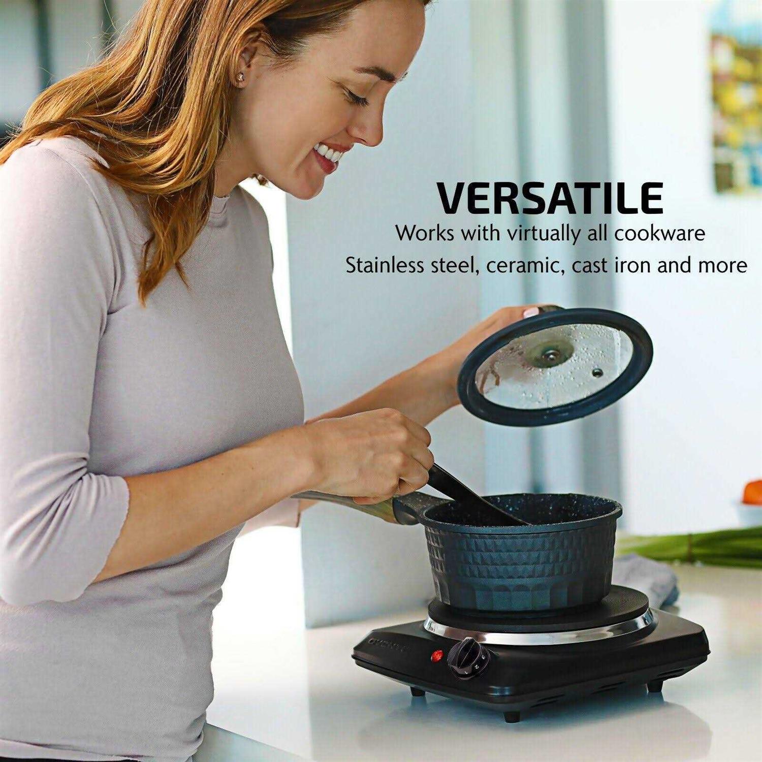 Ovente Electric Countertop Single Burner 1000W Cooktop with 7.25 Inch Cast Iron Hot Plate - Image 5