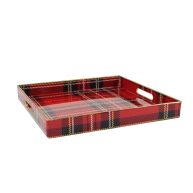 8 Oak Lane Red Plaid Square Tray