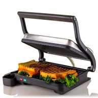 Ovente Electric Indoor Panini Press Grill with Non-Stick Cooking Plates