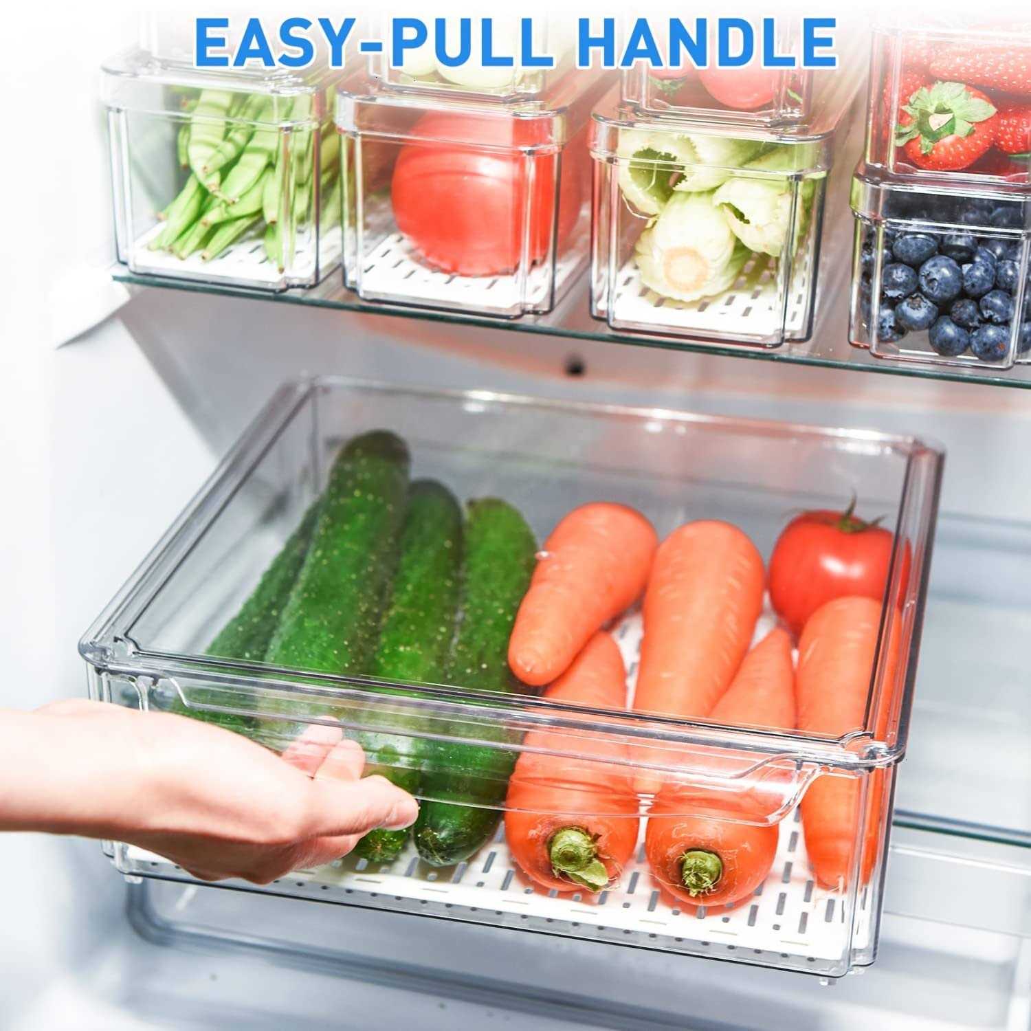 Pomeat 10 Pack Fridge Organizer Stackable Refrigerator Organizer Bins with Lids - Image 5