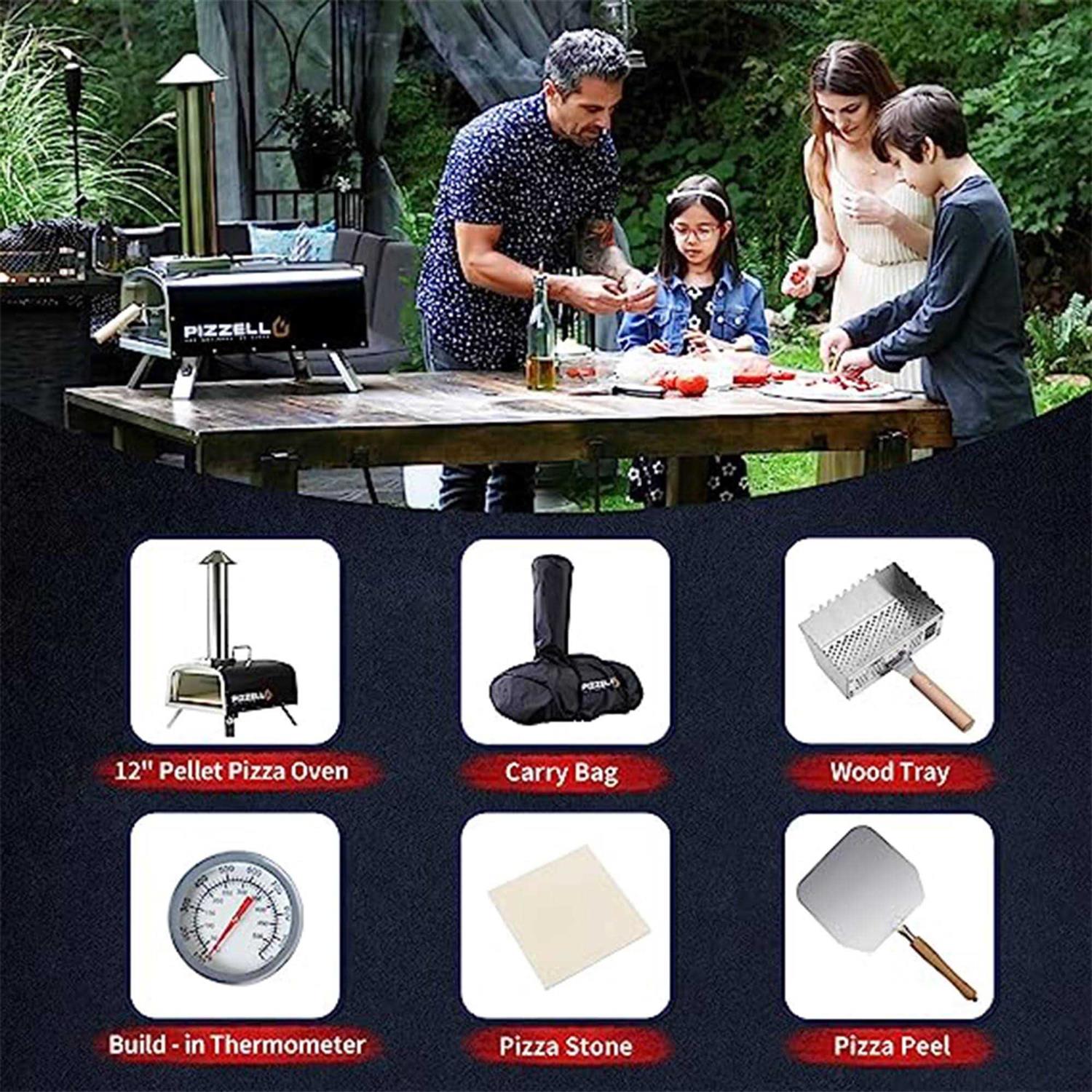 Pizzello Portable Pellet Pizza Oven Outdoor Wood Fired Pizza Ovens Included Pizza Stone - Image 2