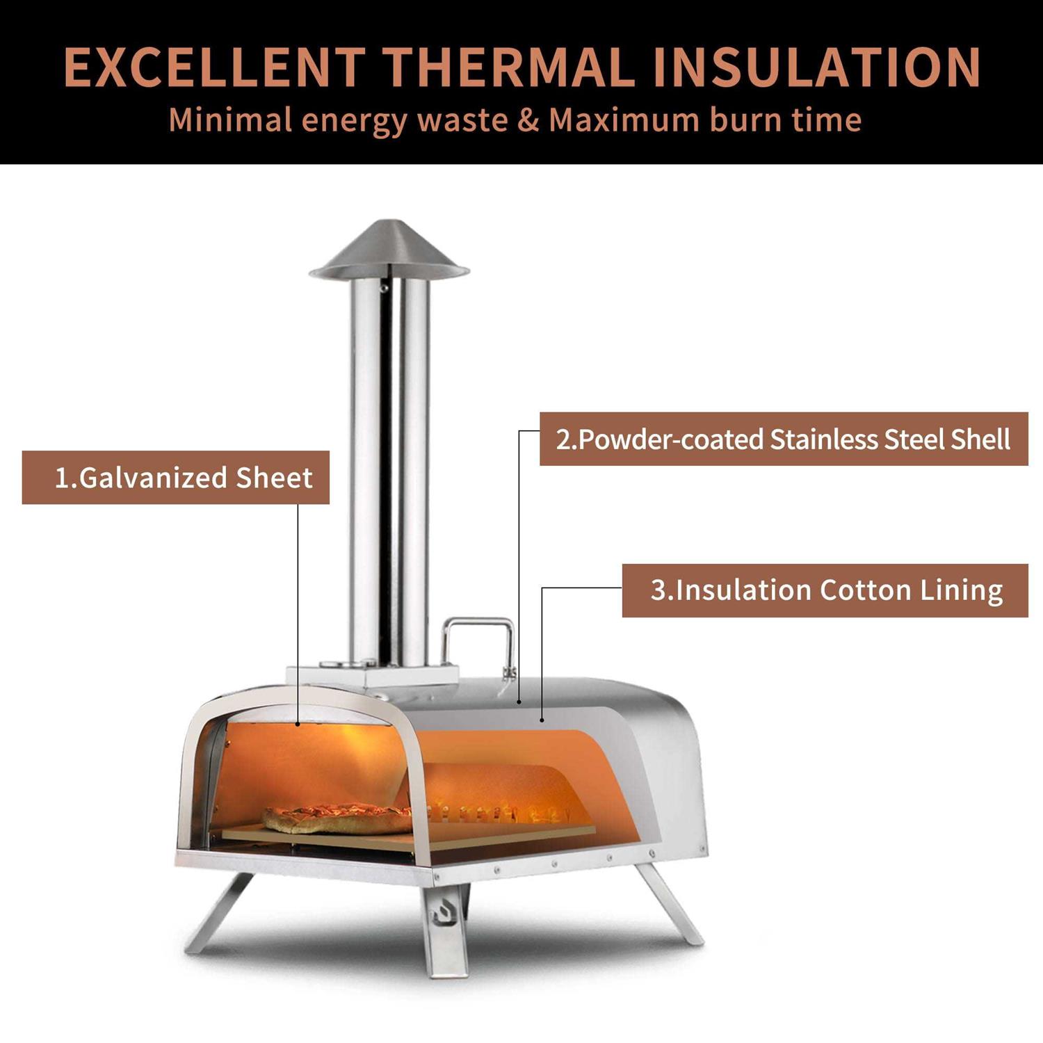 Pizzello Portable Pellet Pizza Oven Outdoor Wood Fired Pizza Ovens Included Pizza Stone - Image 2