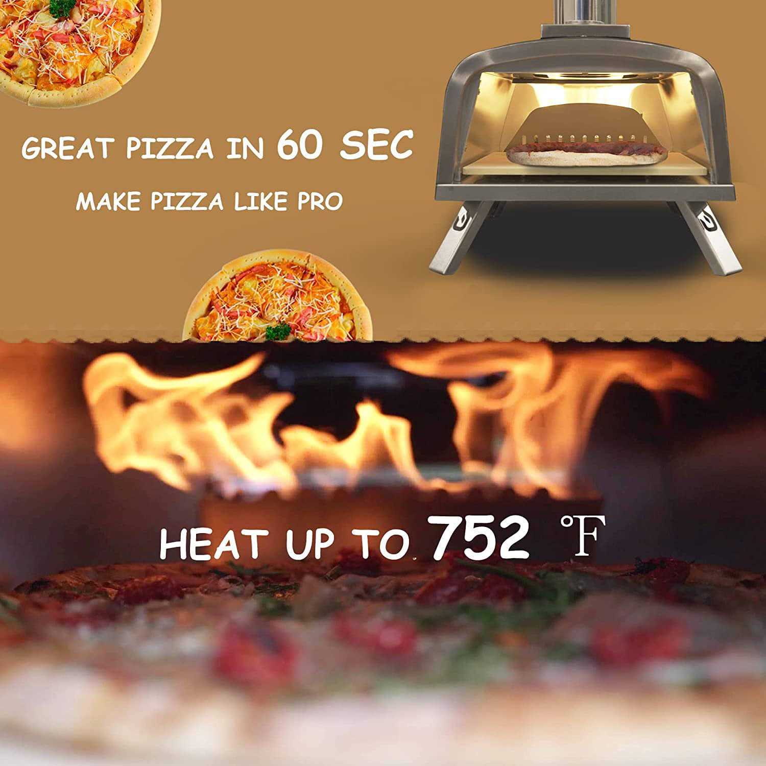 Pizzello Portable Pellet Pizza Oven Outdoor Wood Fired Pizza Ovens Included Pizza Stone - Image 4