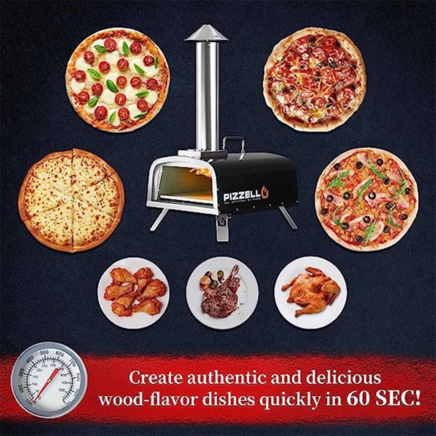 Pizzello Portable Pellet Pizza Oven Outdoor Wood Fired Pizza Ovens Included Pizza Stone - Image 5