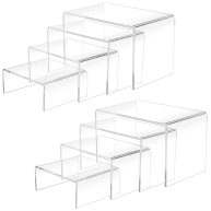 8Pcs Acrylic Display Risers Clear Product Stand,Cupcakes Holder Dessert Display Transparent Showcase Stands