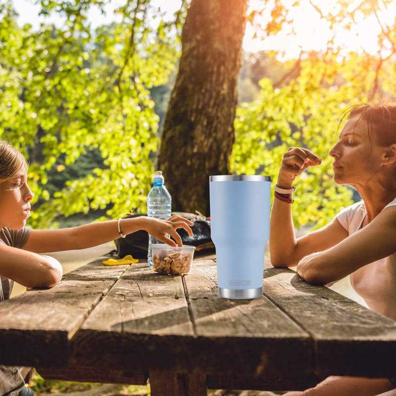 30oz Tumbler Stainless Steel Double Wall Vacuum Insulated Mug with Straw and Lid, Cleaning Brush for Cold and Hot Beverages - Image 2