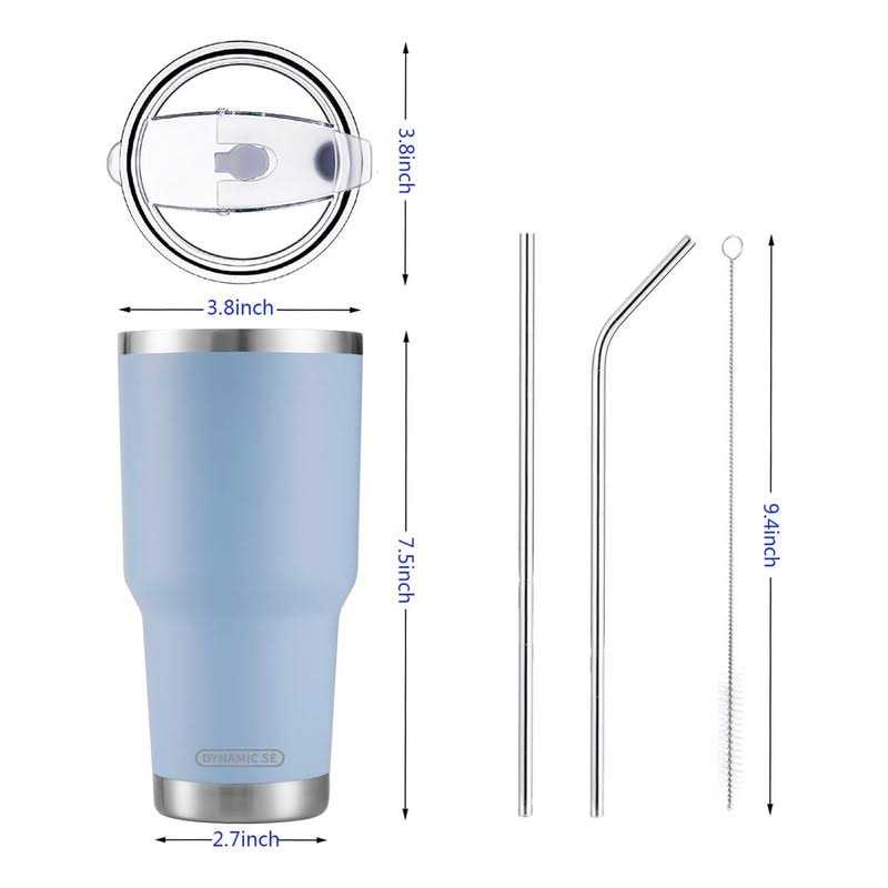 30oz Tumbler Stainless Steel Double Wall Vacuum Insulated Mug with Straw and Lid, Cleaning Brush for Cold and Hot Beverages - Image 3
