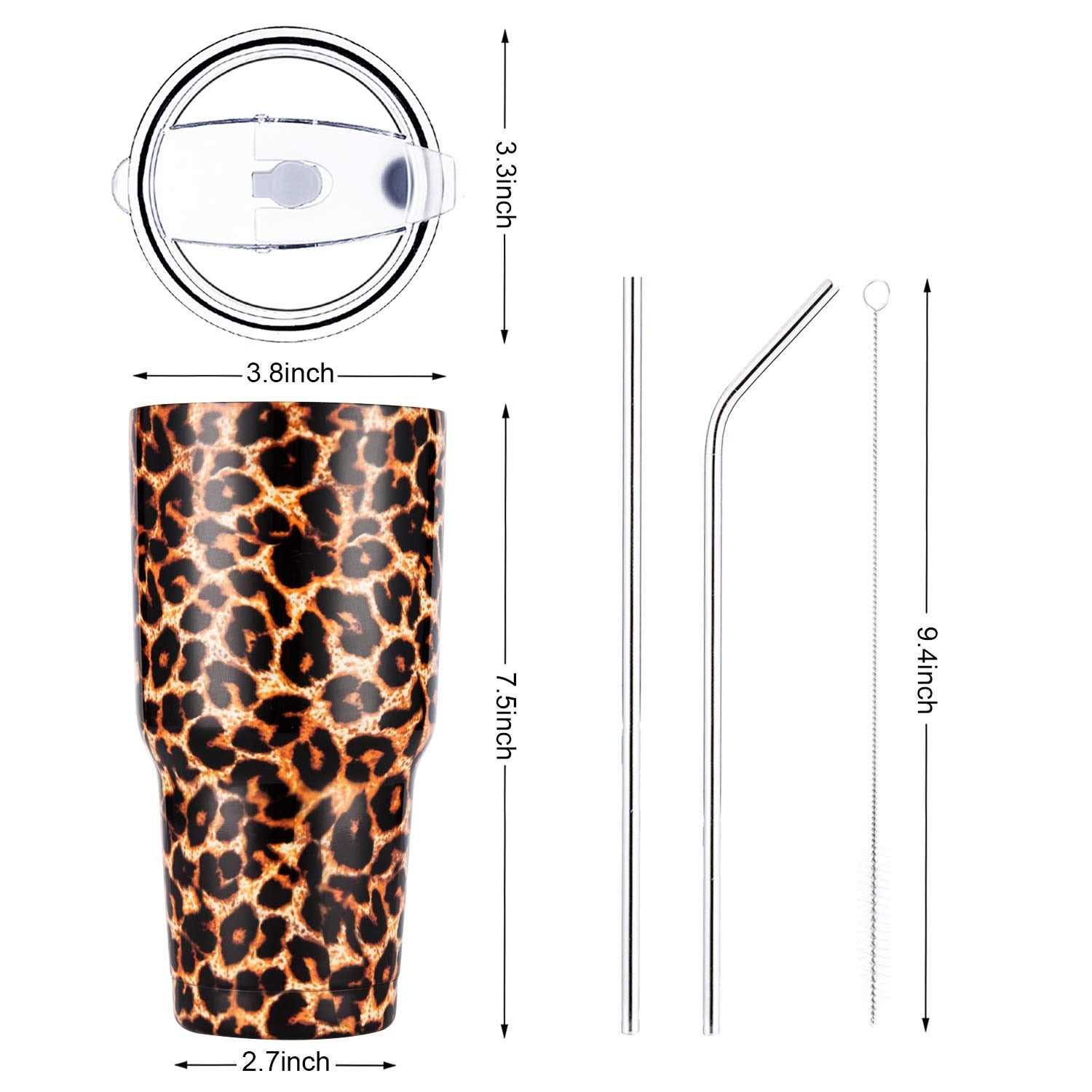 30oz Tumbler Stainless Steel Double Wall Vacuum Insulated Mug with Straw and Lid, Cleaning Brush for Cold and Hot Beverages - Image 3