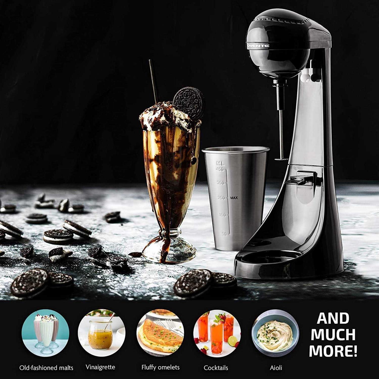 Ovente Classic Milkshake Maker Machine 2 Speed with Stainless Steel Mixing Cup MS2070B - Image 3