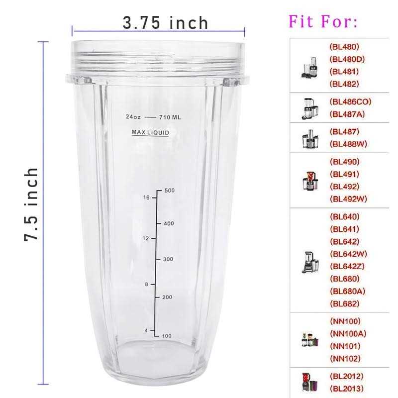 ABTER Replacement 24oz Nutri Ninja Blender Cup with Sip & Seal Lid For BL450 BL456 BL480 BL482 BL640 BL642 BL682 BN401 BN751 BN801 Foodi SS101 SS151 - Image 3