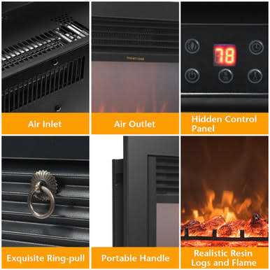 Costway 28.5 Electric Fireplace with Tempered Glass - Image 3