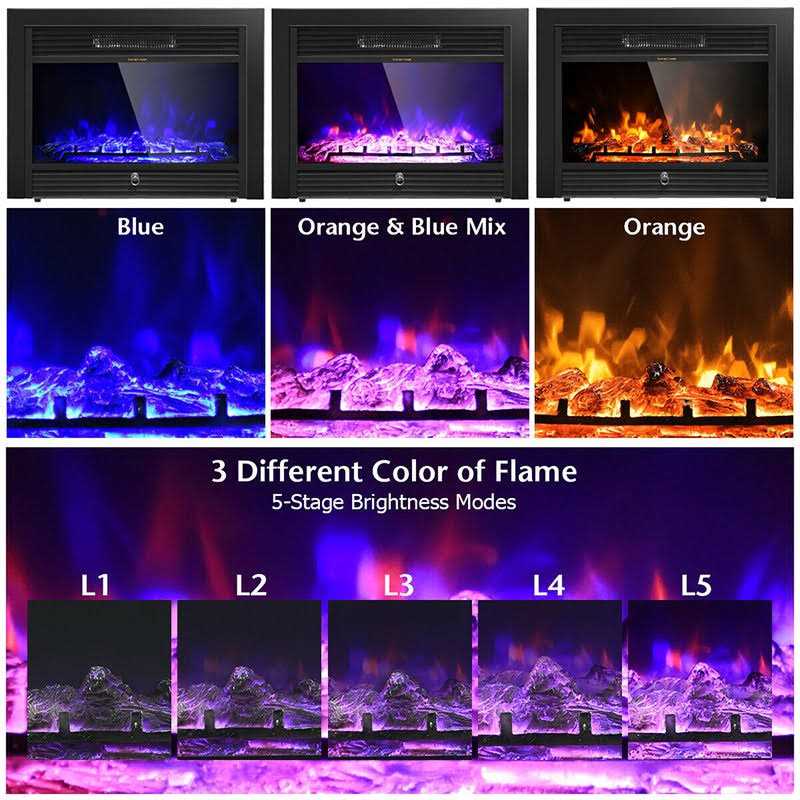 Costway 28.5 Electric Fireplace with Tempered Glass - Image 4