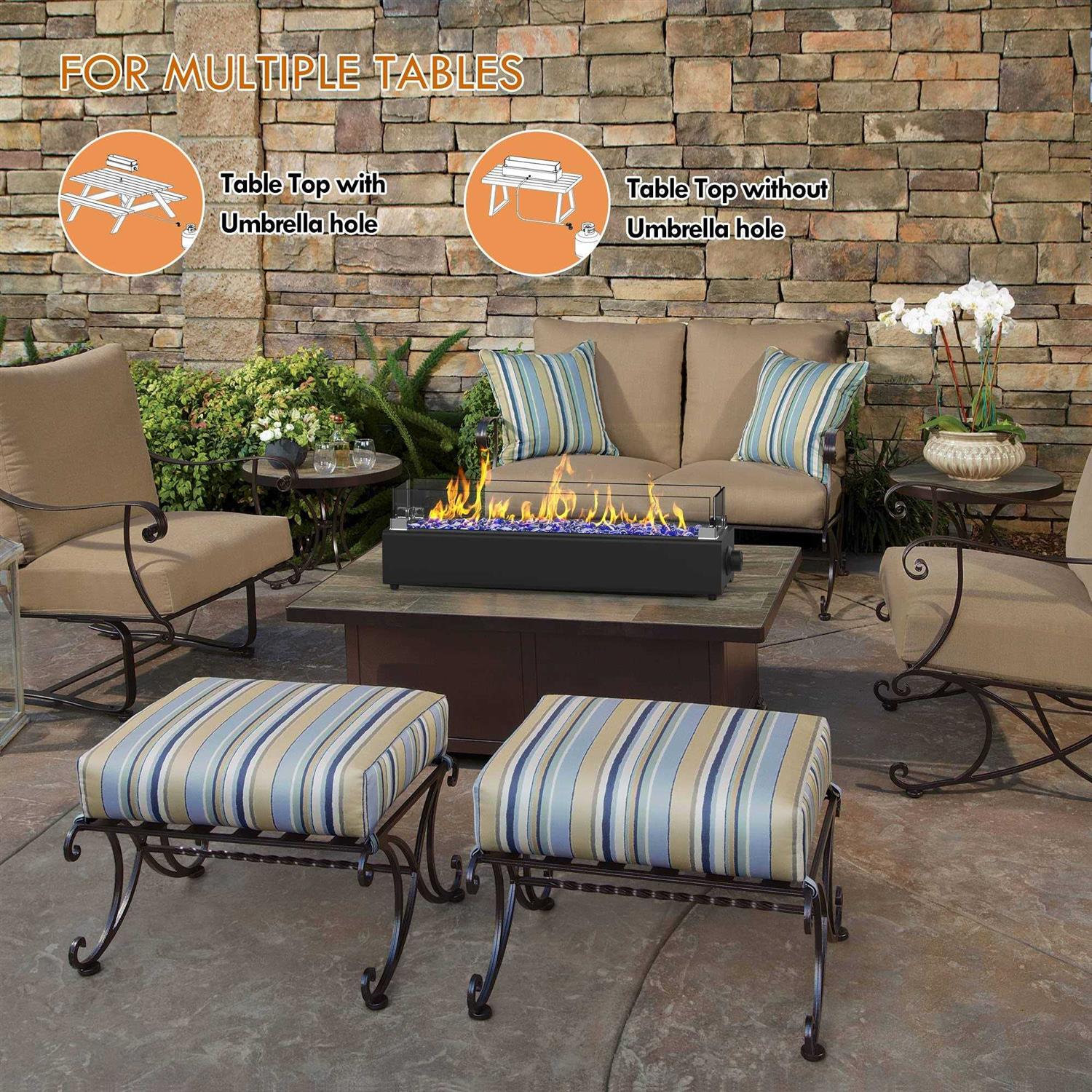 BAIDE HOME 28-inch Table Top Propane Fire Pit 40,000 BTU Tabletop Gas Firepit for Patio - Image 2