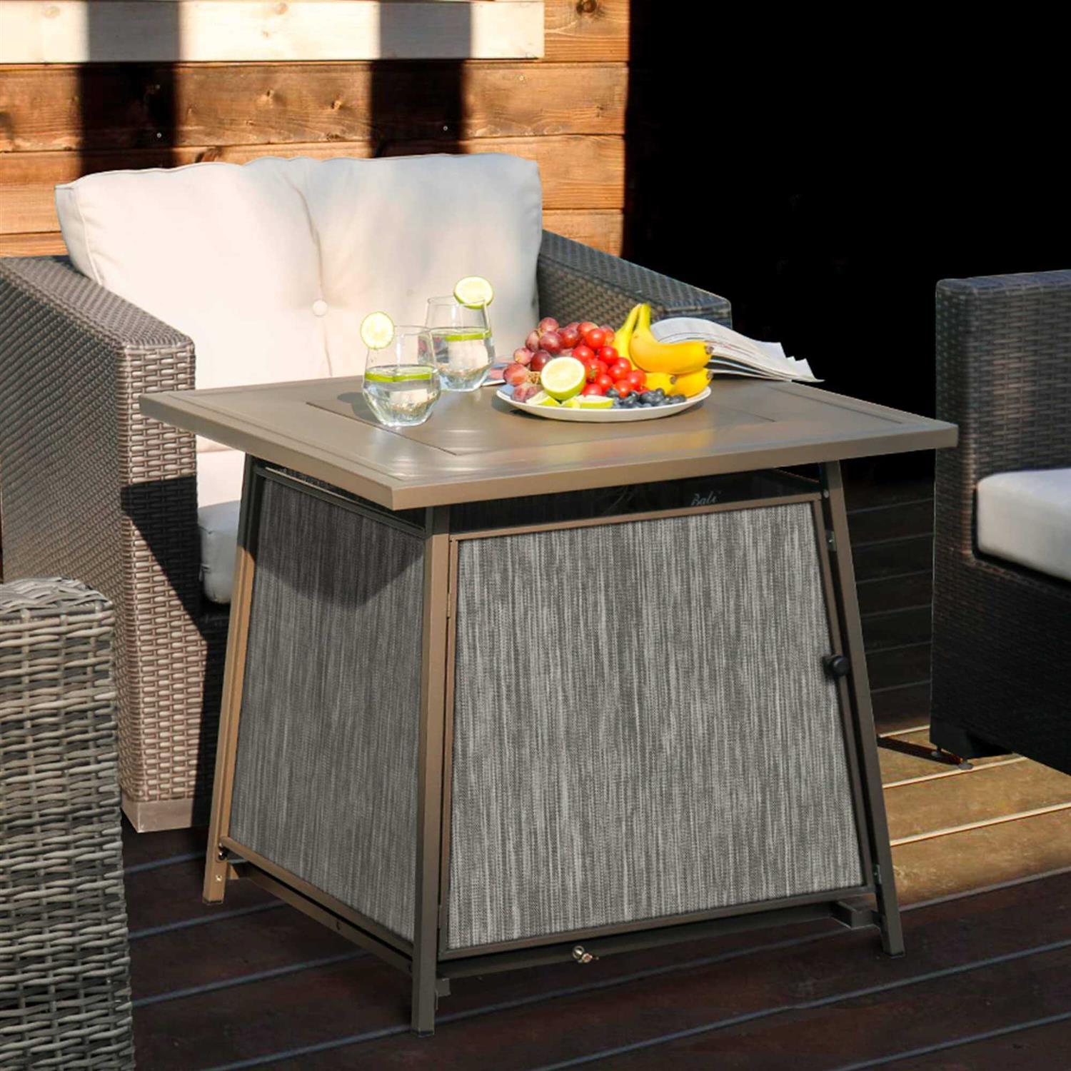BALI OUTDOORS Gas FirePit Table 28 Inch Propane Fire Pit Table 50,000 BTU with Free Lava Rock and Tabletop Lid - Image 2