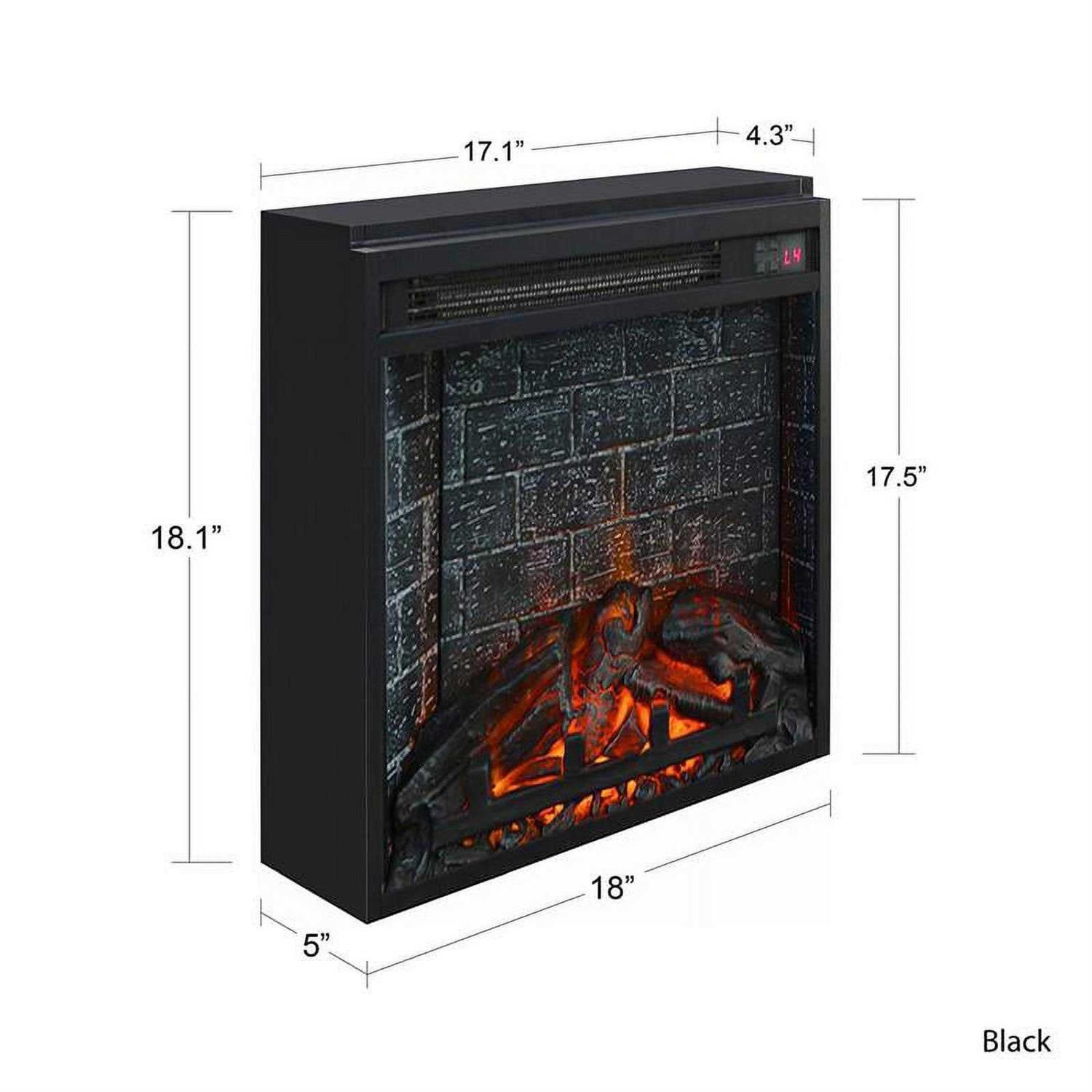 Ameriwood Home 18 inch Glass Front Electric Fireplace Insert with Remote - Image 2
