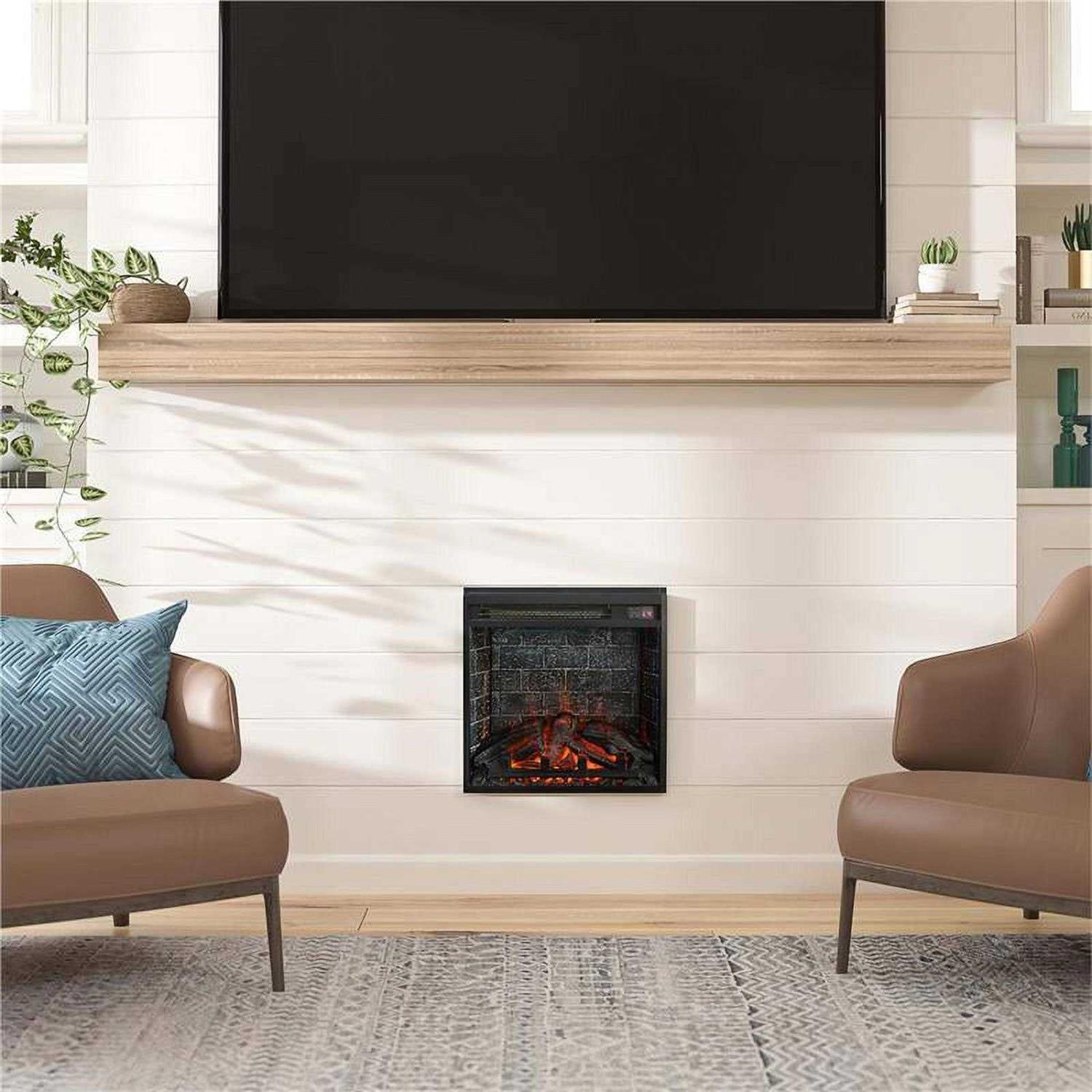 Ameriwood Home 18 inch Glass Front Electric Fireplace Insert with Remote - Image 4