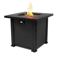 AJ Enjoy 28&” Propane Fire Pit Table 50,000 BTU Fire Table with Steel Lid