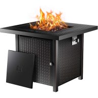 Ciays Propane Fire Pits 28 Inch Outdoor Gas Fire Pit, 50,000 BTU Steel Fire Table with Lid and Lava Rock, Add Warmth and Ambienc