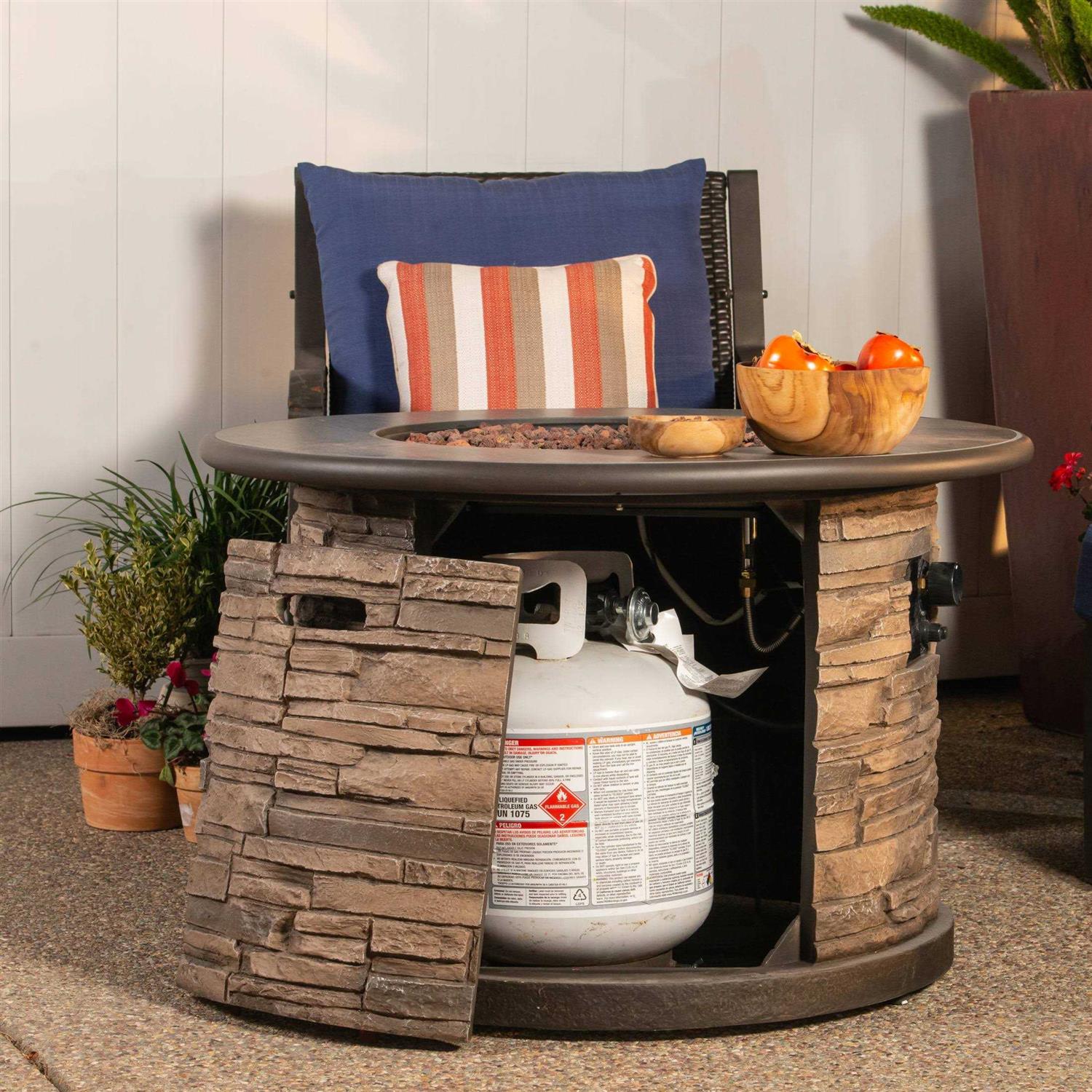 Bond Orchards Park 35 Round 50,000 BTU Faux Stone and Porcelain Fire Pit - Image 4