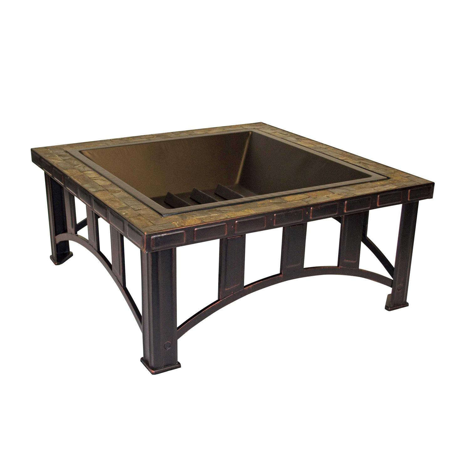 Outdoor Leisure Products Square Steel Fire Pit with Decorative Slate Hearth 5502 - Image 2