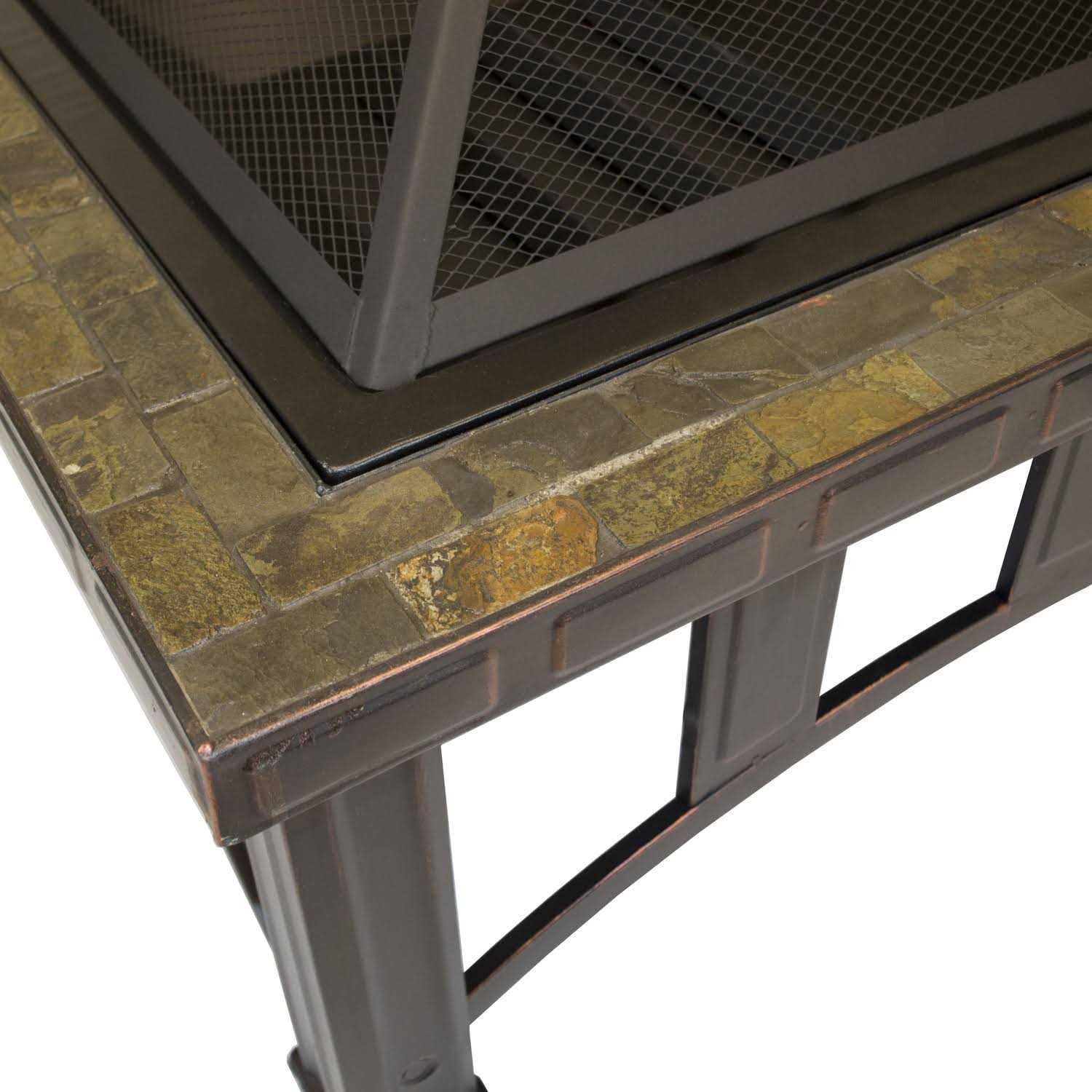 Outdoor Leisure Products Square Steel Fire Pit with Decorative Slate Hearth 5502 - Image 5
