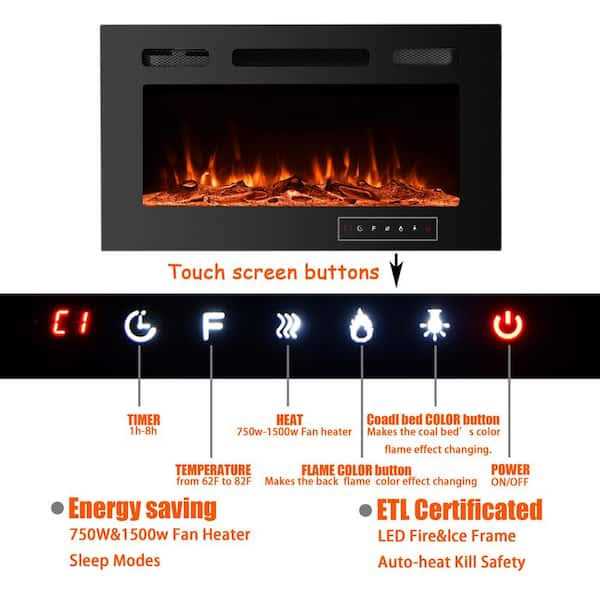 Clihome 30 in. Classic Built-in or Wall-Mounted Direct Vent Electric Fireplace Insert - Image 5