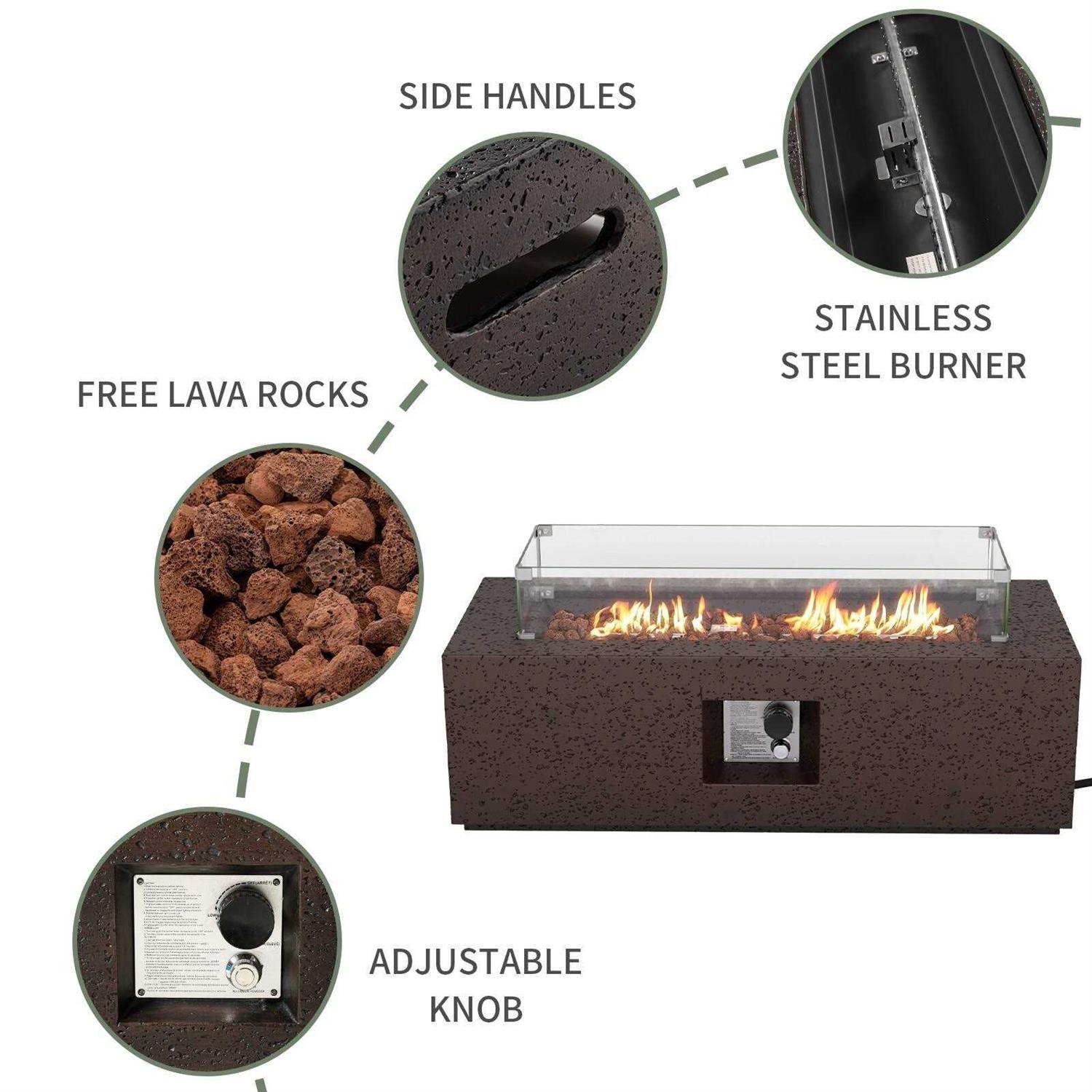 COSIEST Outdoor Rectangle Propane Fire Pit - Image 4