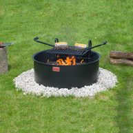 Pilot Rock 24 Inch Steel Ground Fire Pit Ring and Cooking Grate