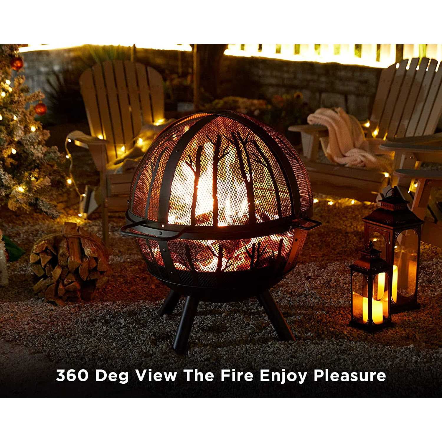 Papajet 35 inch Wood Burning Globe Fire Pit for Outside Steel - Image 5