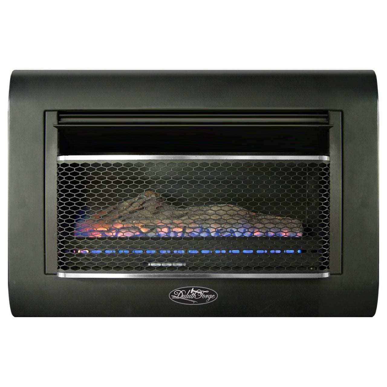 Duluth Forge 26,000 BTU Dual-Fuel Ventless Linear Wall Gas Fireplace with Log DF300L