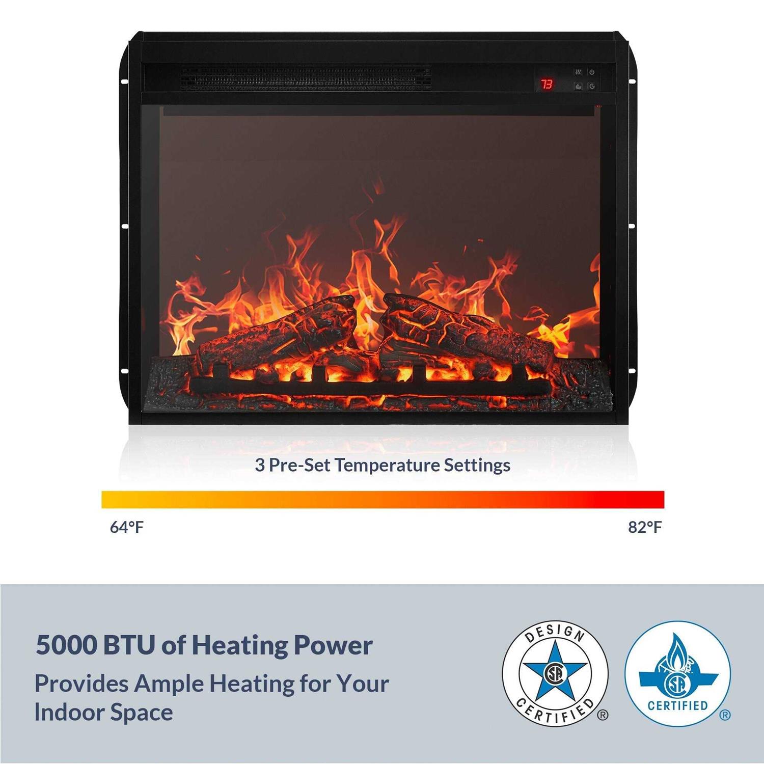 BELLEZE 23 Electric Fireplace Insert Indoor Heater w/ Remote Control - Image 3