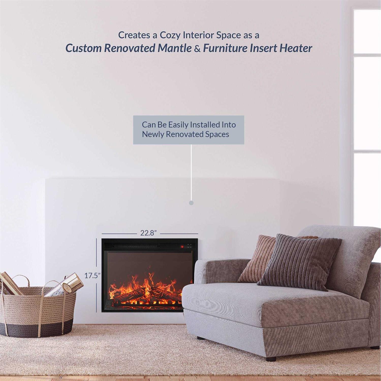 BELLEZE 23 Electric Fireplace Insert Indoor Heater w/ Remote Control - Image 5