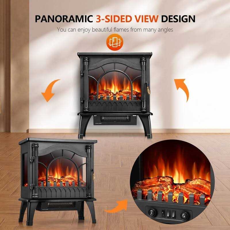 R.W.FLAME Electric Fireplace Stove Heater with Thermostat Control - Image 2