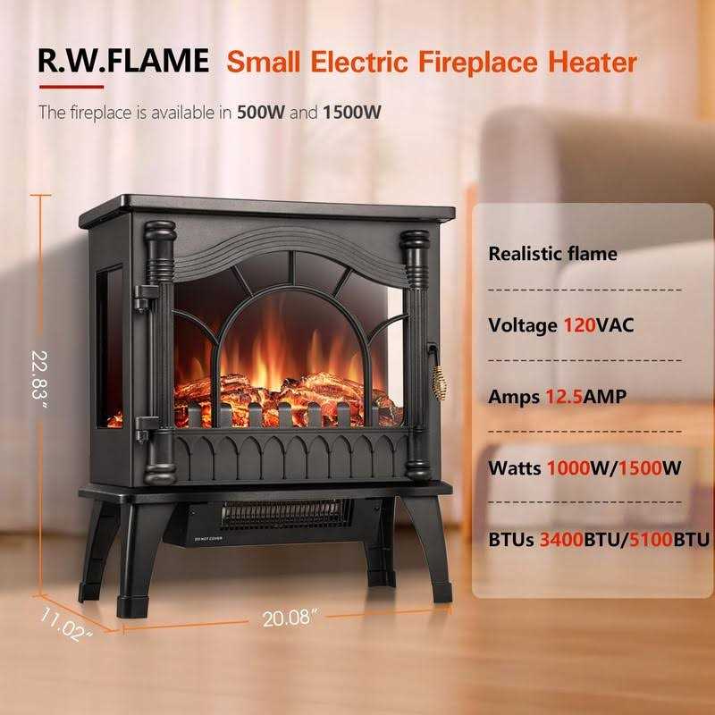 R.W.FLAME Electric Fireplace Stove Heater with Thermostat Control - Image 3