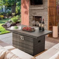 Aoxun 40&” Fire Pit Table 50,000 BTU Propane Gas Fire Pit Table w/ Cover