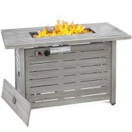 Best Choice Products 42in Fire Pit Table 50,000 BTU Rectangular Steel Propane Gas w/ Cover