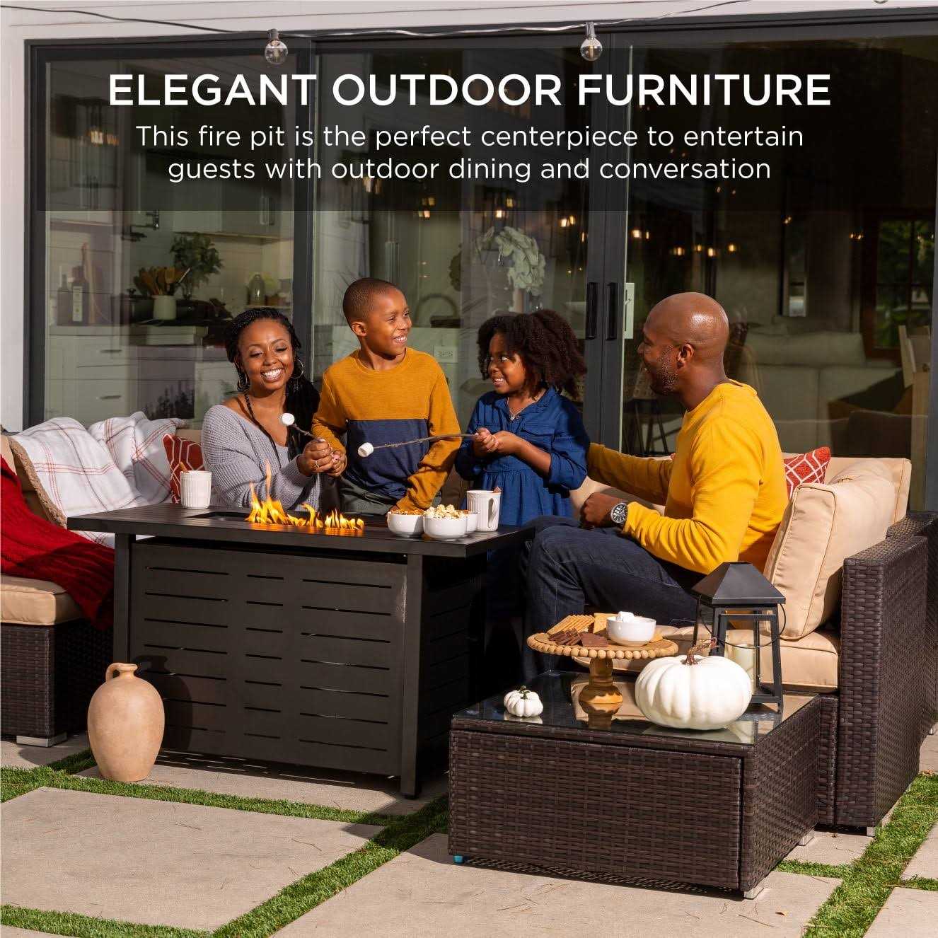 Best Choice Products 42in Fire Pit Table 50,000 BTU Rectangular Steel Propane Gas w/ Cover - Image 2