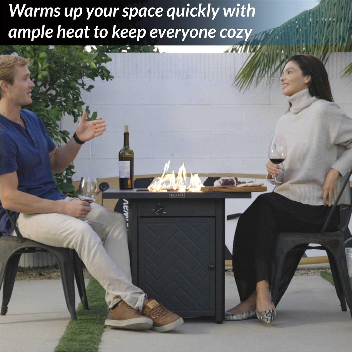 Belleze 28 Inch Propane Fire Pit Table - Image 2