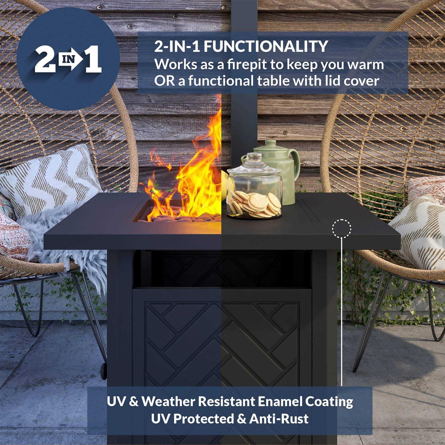 Belleze 28 Inch Propane Fire Pit Table - Image 3