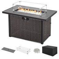 Nuu Garden 42-in W 50000-BTU Tabletop Aluminum Propane Gas Fire Pit Table Stainless Steel AF115C-G